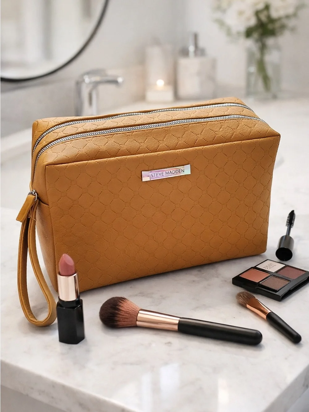 Steve Madden Large Double Zip Cosmetic Case Bag NWT
